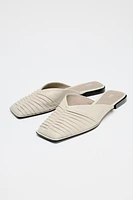 GATHERED LEATHER MULES