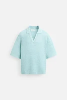 CROCHET KNIT POLO SHIRT
