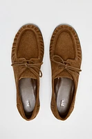 SOFT SUEDE LACED LOAFERS