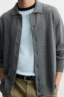 OPENWORK TEXTURED CARDIGAN