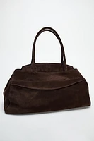 SPLIT LEATHER SHOULDER BAG