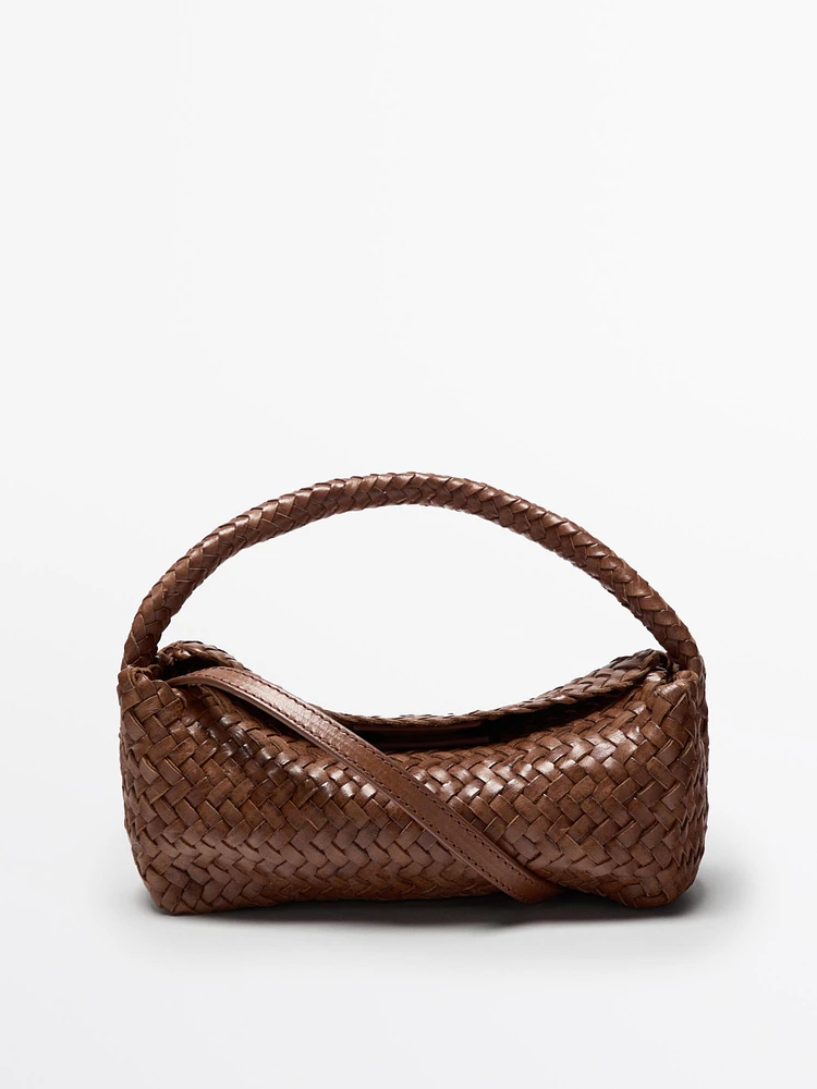 Sac à bandoulière tressé en cuir nappa