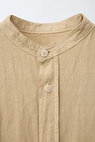 LINEN COTTON MANDARIN COLLAR SHIRT