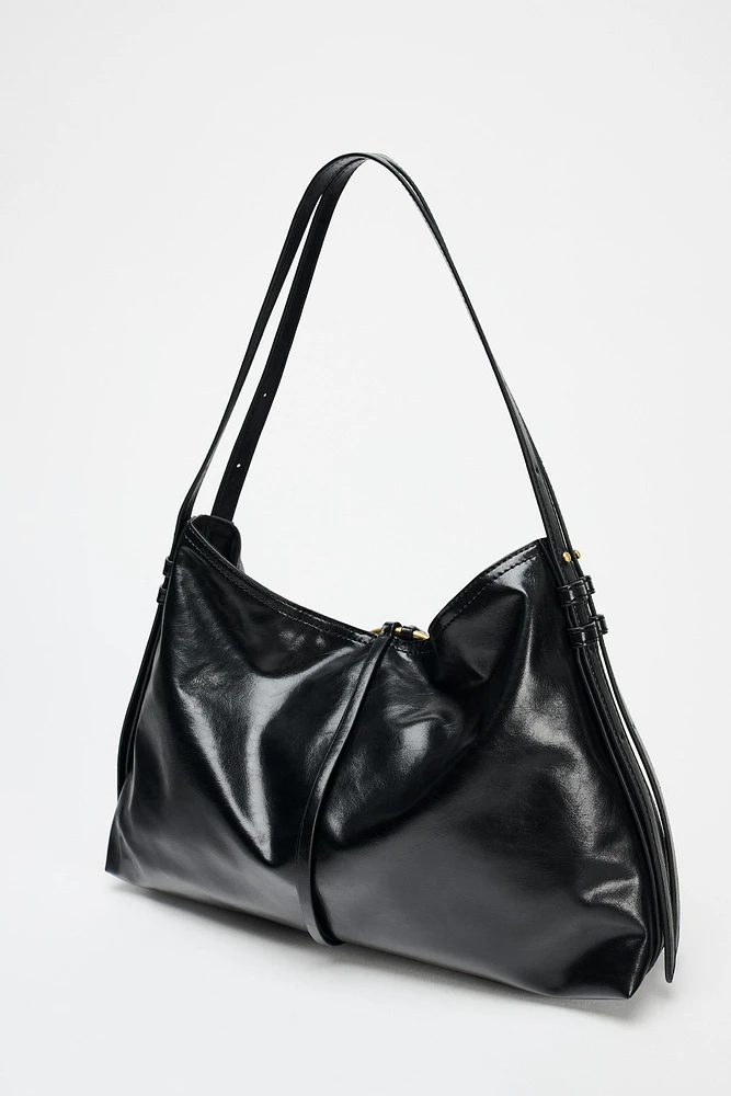 METAL DETAIL SHOULDER BUCKET BAG