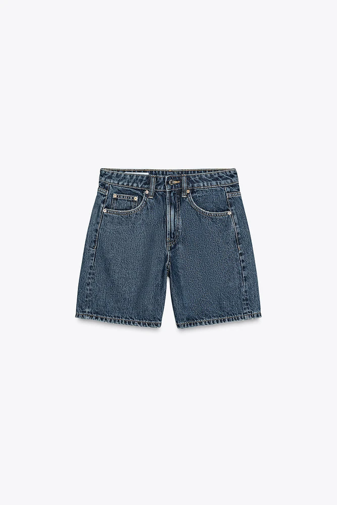 SHORT EN JEAN TRF À TAILLE MI-HAUTE