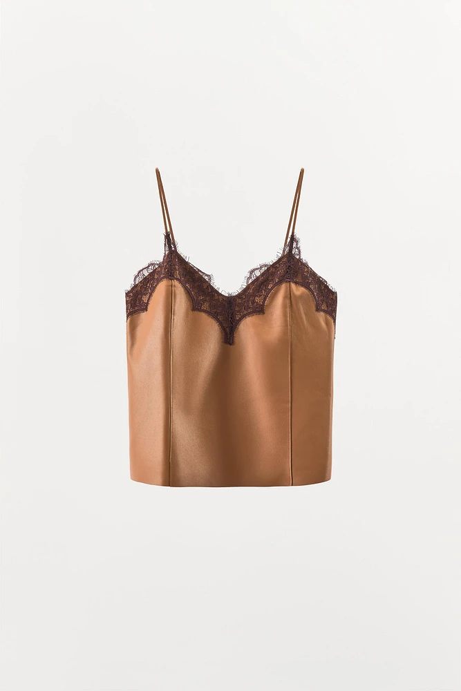 LIMITED EDITION LEATHER LACE TOP