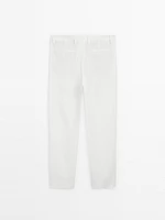 Pantalon à double pince 100 % lin
