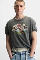 WASHED T-SHIRT WITH CONTRAST PRINT