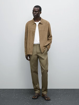 Pantalon tapered fit en coton mélangé