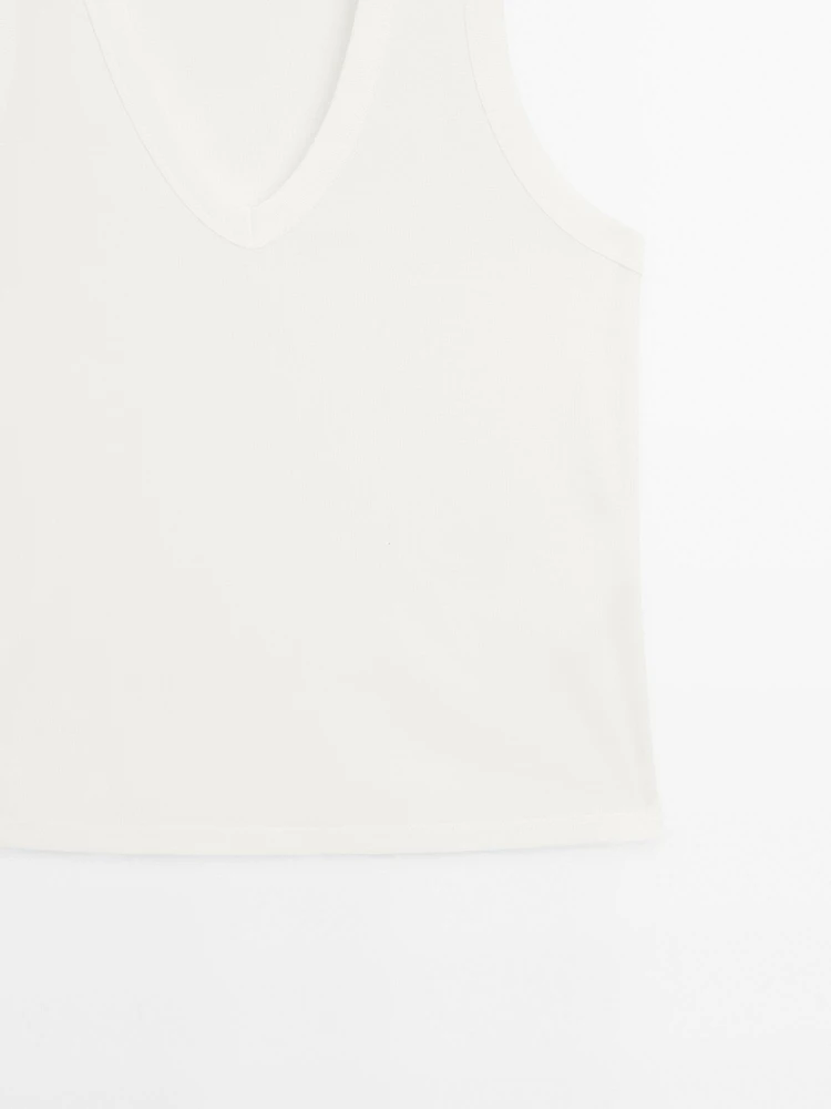 T-shirt sans manches en coton mercerisé