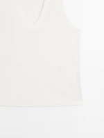 T-shirt sans manches en coton mercerisé