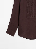 Flowing ramie blend shirt with pintucks