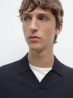 Pull polo en maille 100 % laine mérinos
