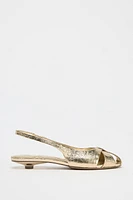 METALLIC EFFECT LOW HEELED SANDALS