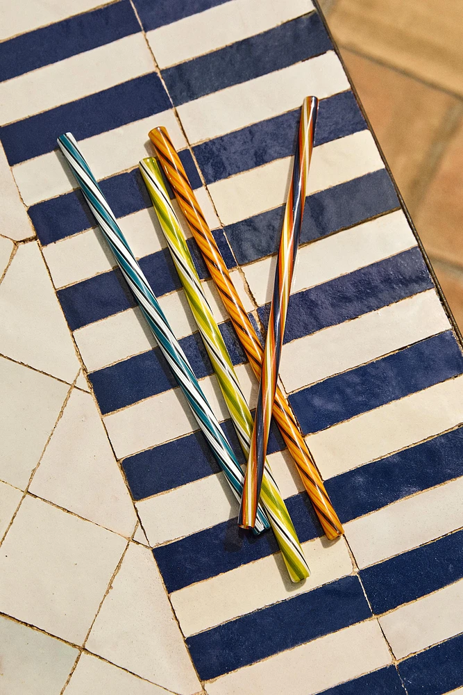SET OF SPIRAL GLASS STRAWS (SET OF 4)