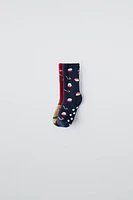 TWO-PACK OF NON-SLIP REINDEER AND SANTA SOCKS