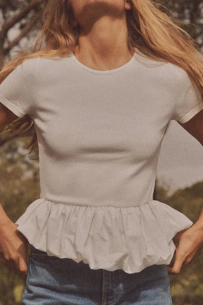 PEPLUM COMBINATION T-SHIRT