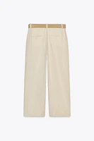 PANTALON JUPE-CULOTTE AVEC CEINTURE EN LIN