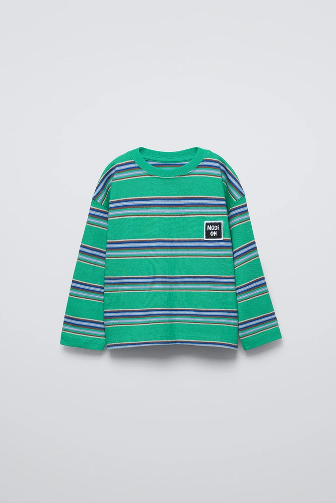 STRIPED T-SHIRT WITH EMBROIDERED LABEL