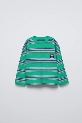 STRIPED T-SHIRT WITH EMBROIDERED LABEL