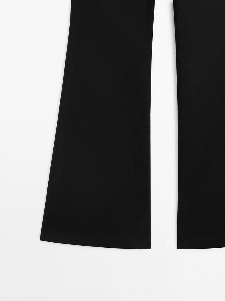 Mid-rise stretch flared trousers