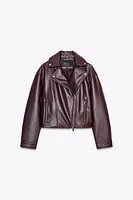 FAUX LEATHER CROP BIKER JACKET