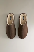 FAUX SHEARLING LEATHER SLIPPERS