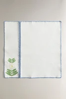 LOT SERVIETTES DE TABLE COTON BRODERIES CONTRASTANTES (LOT DE 2)