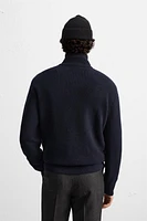 WOOL AND COTTON QUARTER ZIP SWEATER