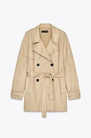 FAUX SUEDE TRENCH COAT