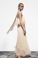 POINTELLE KNIT RUFFLED DRESS