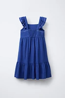 LINEN TOPSTITCHED DRESS