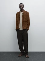 Veste en cuir finition daim