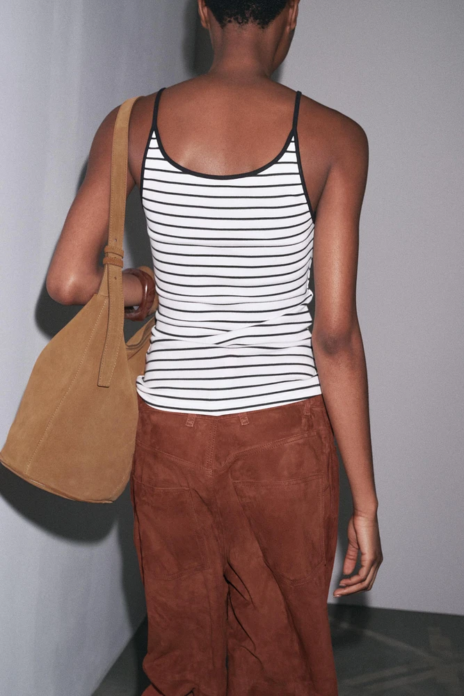 RIBBED STRAPPY TANK TOP