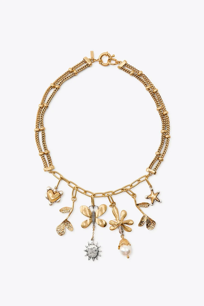 COLLIER EN MATIÈRES VARIÉES CHARMS PAPILLON