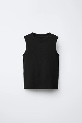 SLEEVELESS RIBBED T-SHIRT