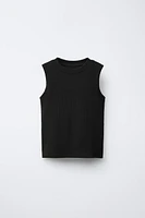 SLEEVELESS RIBBED T-SHIRT