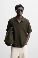 RIBBED TEXTURED POLO SHIRT