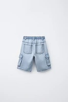 BERMUDA EN DENIM CARGO FLUIDE