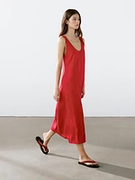 Robe midi col rond 100 % lin