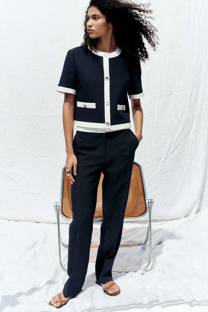 SHORT SLEEVE BLAZER WITH CONTRAST WELT