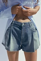 TRF PLEATED DENIM SHORTS