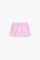 STRIPED POPLIN SHORTS WITH SIDE TIES