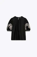 TOP BRODÉ MÉLANGE DE LIN ZW COLLECTION