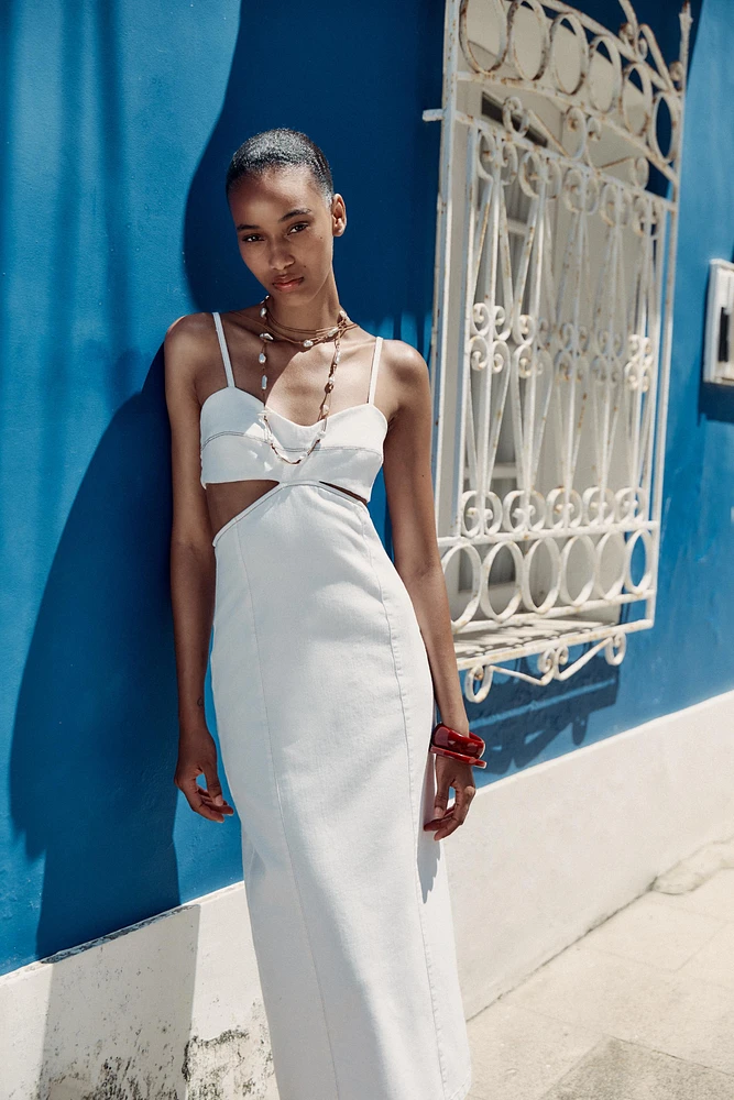 ROBE MIDI EN DENIM AJOURÉE Z1975