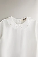 CHILDREN'S ROMPER WITH FLORAL EMBROIDERY