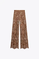 FAUX SUEDE CROCHET PANTS