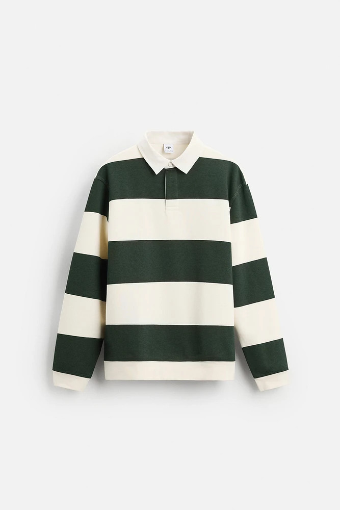 CONTRAST COLLAR POLO SWEATSHIRT