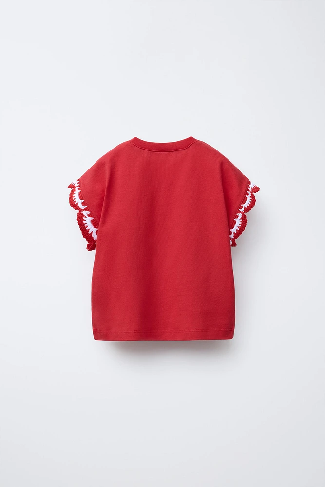 CROCHET SLEEVE T-SHIRT