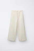 100% LINEN WIDE LEG PANTS